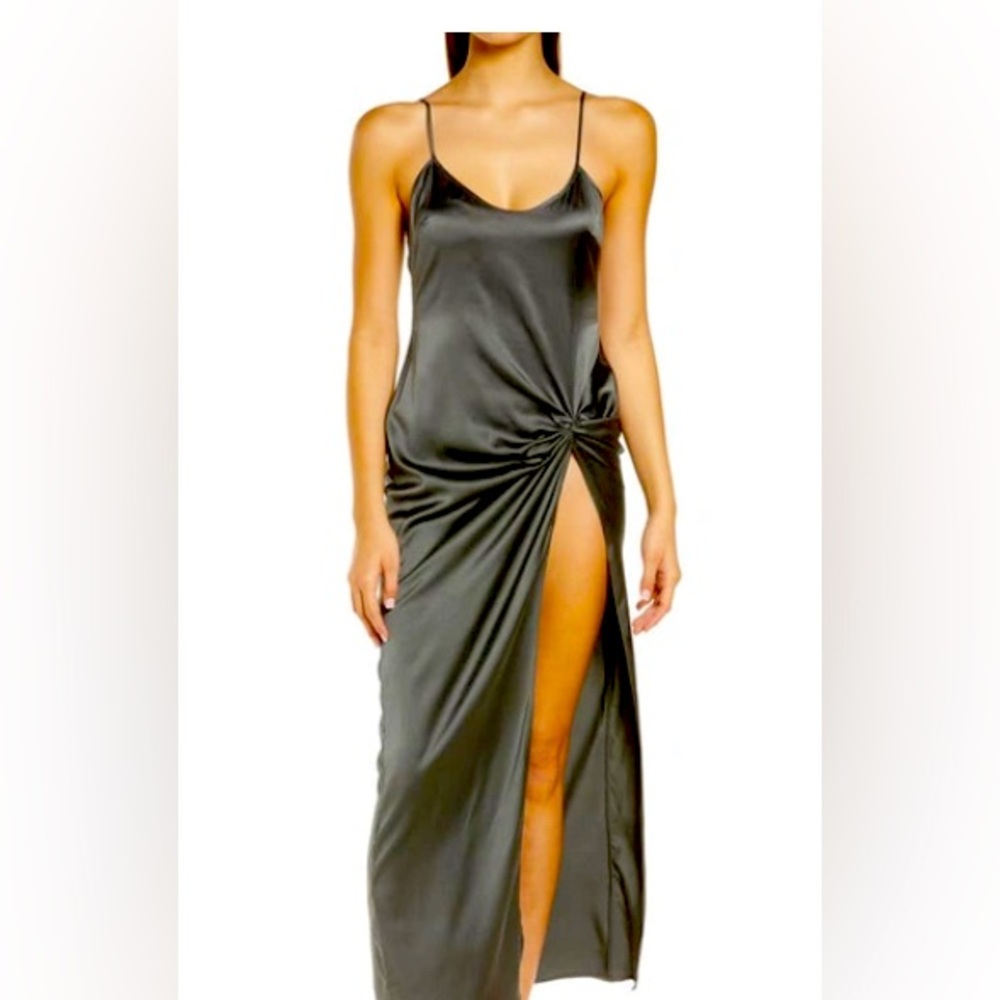 SKIMS Stretch Silk Sleep Slip SOOT LARGE NWT
